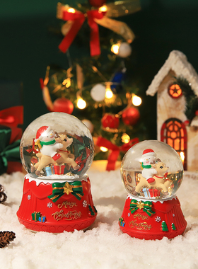 圣诞水晶球音乐八音盒节日氛围装饰布置桌面摆件创意小礼物送女生