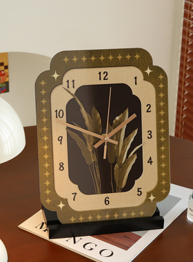 法式复古客厅座钟中古风电视餐边柜时钟台式装饰桌面摆件表摆放式