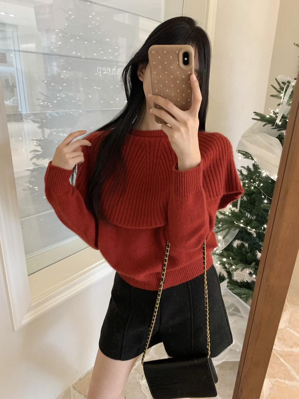 SHEEP2025新款韩系浣熊斗篷披肩宽松显瘦百搭毛衣打底衫上衣女