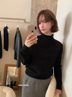 IMISS秋冬韩系简约基础款百搭显瘦内搭半高领长袖针织衫女H01265