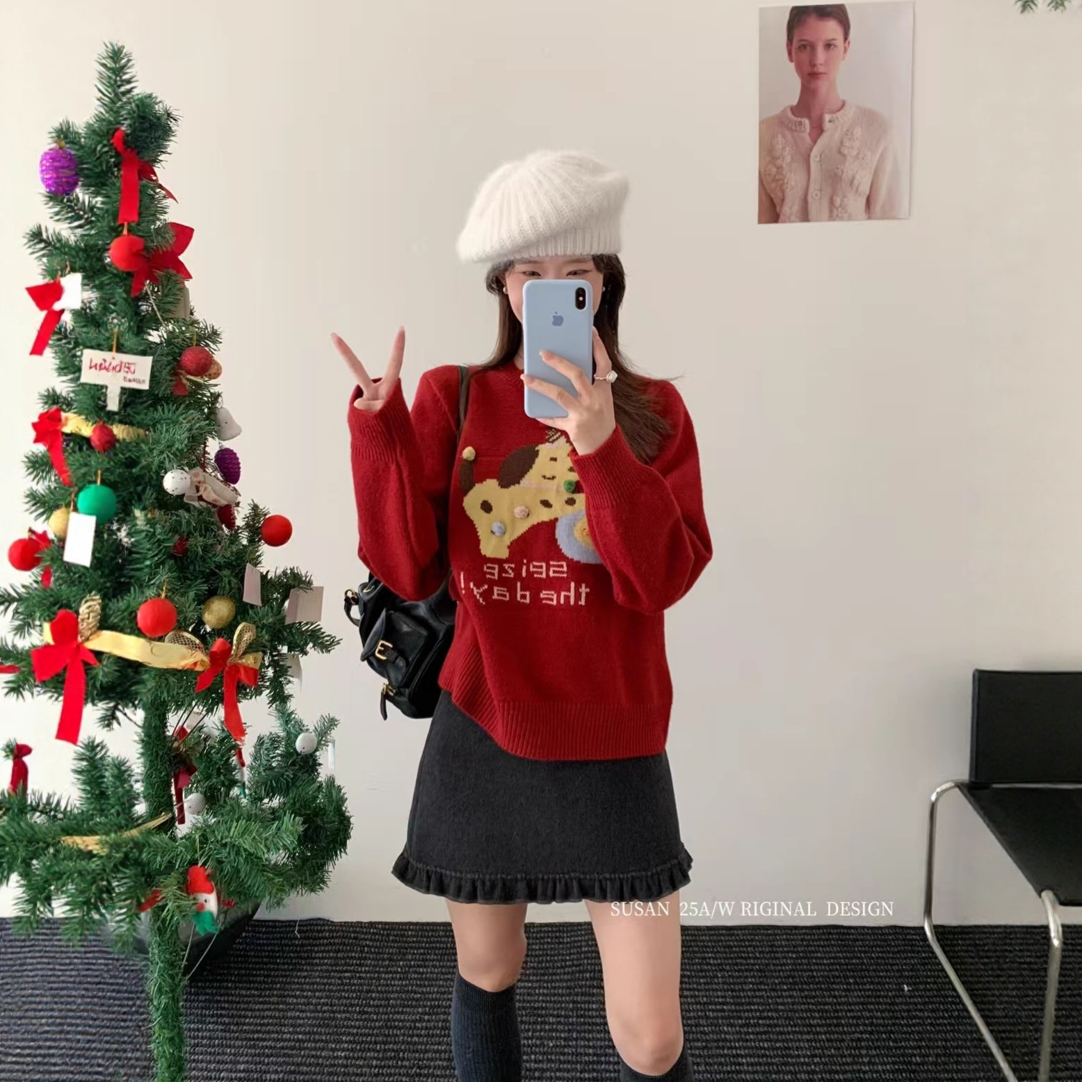 苏珊 十三行秋冬季新款清新甜美套头毛衣设计感针织衫女装1877S