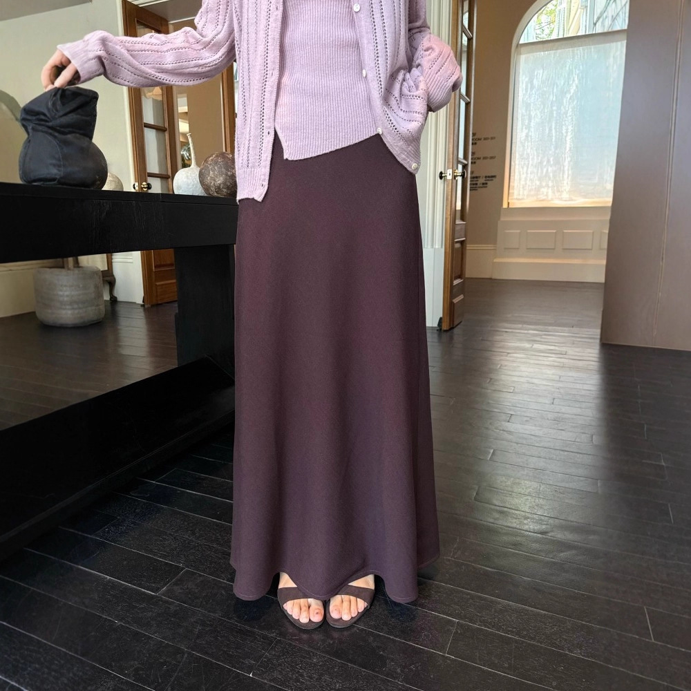 DIGM广州十三行女装2025秋冬极简醋酸羊毛天丝薄呢半身裙女