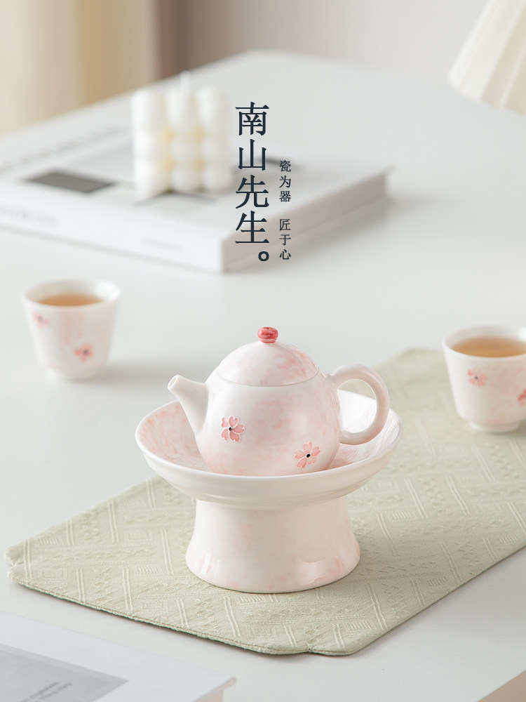 南山先生醉花樱龙蛋壶手绘陶瓷泡茶壶单壶迷你粉色女士一人饮小壶