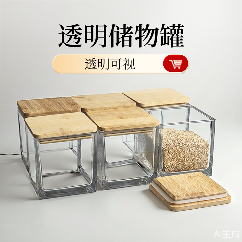 高颜值调味玻璃碗透明四方方缸