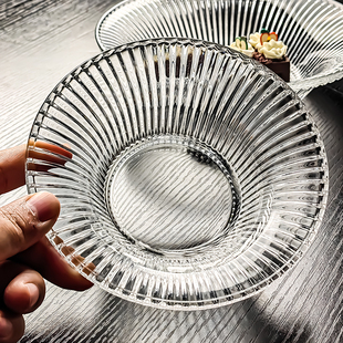 新款 水晶玻璃沙拉水果盘精致碟子果盘凉菜拉皮专用盘子商用高端