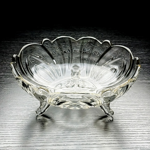 水晶玻璃水果盘沙拉碗大号盘子果盘客厅家用轻奢高端高级感透明