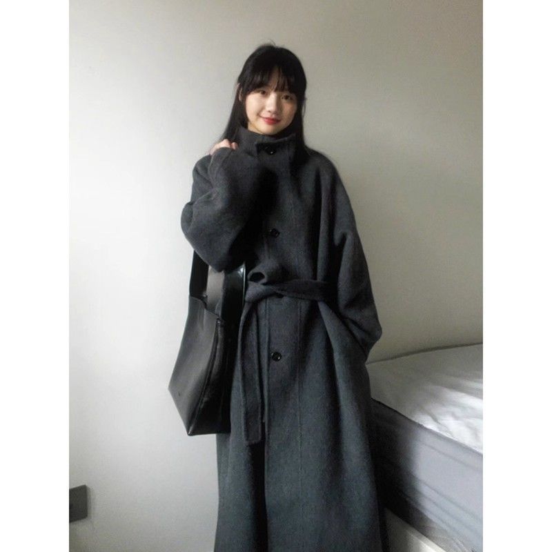 灰色高级感呢子大衣女202