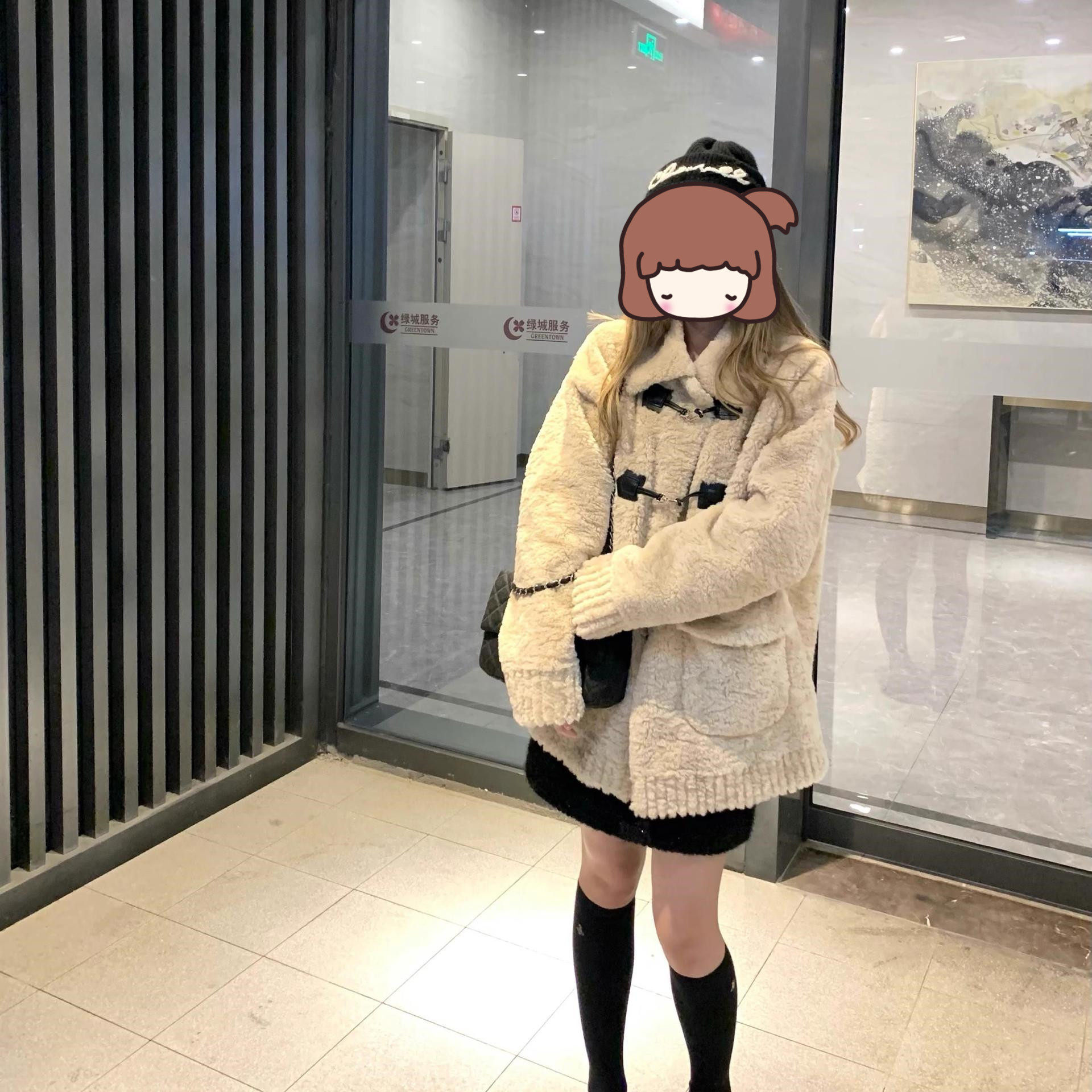 日系复古翻领仿羊羔毛外