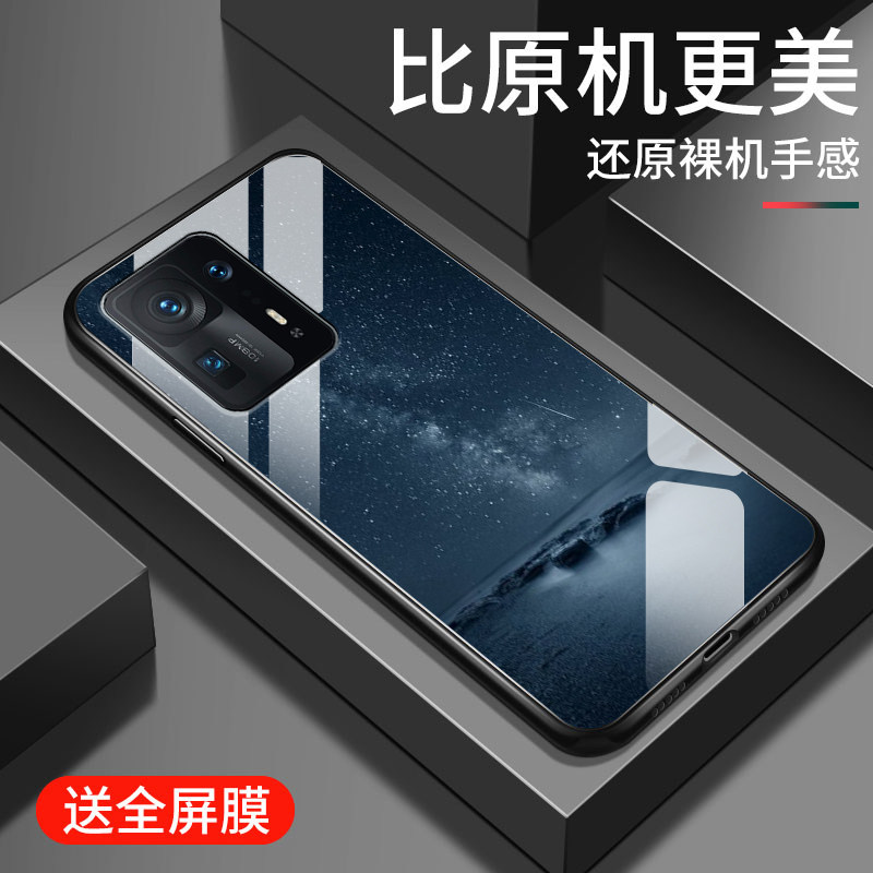 适用小米mix4手机壳新款xioami Mix3钢化玻璃镜面保护套男女生小米mix2s镜头全包防摔mix2硬壳简约时尚潮星空