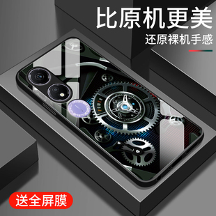 外壳齿轮 创意时尚 适用荣耀畅玩40手机壳新款 40plus钢化玻璃镜面保护套40S镜头全包防摔honor硬壳40C男生个性