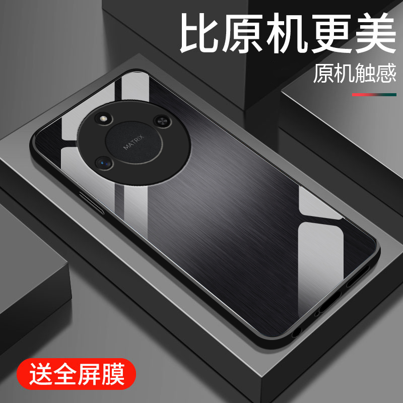 适用荣耀x60手机壳新款华为honorX60GT钢化玻璃镜面保护套x60pro镜头全包X60i防摔硬壳男女简约高级金属质感