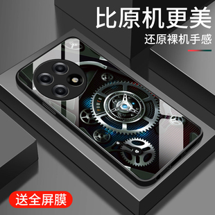适用一加ace5手机壳新款oneplusAce5pro钢化玻璃镜面保护套1+Ace5镜头全包防摔硬壳por男生潮pr0创意时尚齿轮