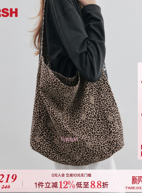 【王楚然同款】樱桃KIRSH韩系时尚豹纹包包甜酷风帆布包女单肩包