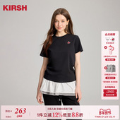 樱桃KIRSH 正肩上衣女生 圆领百搭韩版 刺绣LOGO短袖 T恤女2026新款