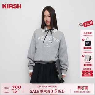 韩系圆领字母绣花卫衣女25秋冬宽松上衣 樱桃KIRSH 赖美云同款