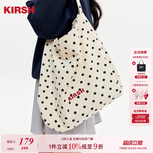 黑白波点手提包女2026春季 复古时髦休闲百搭包包 经典 樱桃KIRSH