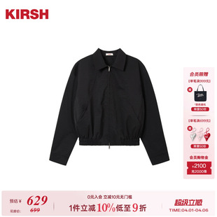 樱桃KIRSH 短款 飞行夹克女春秋休闲纯色基础百搭韩版 翻领外套 韩版