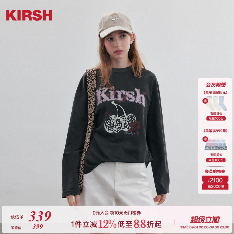 KIRSH韩系宽松印花圆领长袖T恤图片