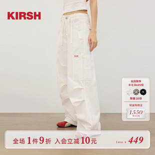 薄款 褲 櫻桃KIRSH 女夏季 顯瘦休閑闊腿傘兵褲 韓系寬松工裝 2025新款