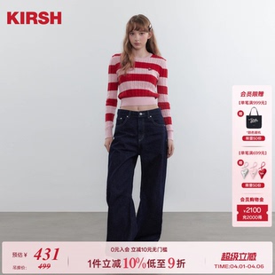 长袖 樱桃KIRSH 毛衣 显瘦修身 女秋冬026春季 韩系条纹短款 针织衫