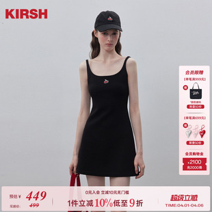 樱桃KIRSH 韩系黑色吊带连衣裙女夏季 显瘦收腰裙子 赵昭仪同款