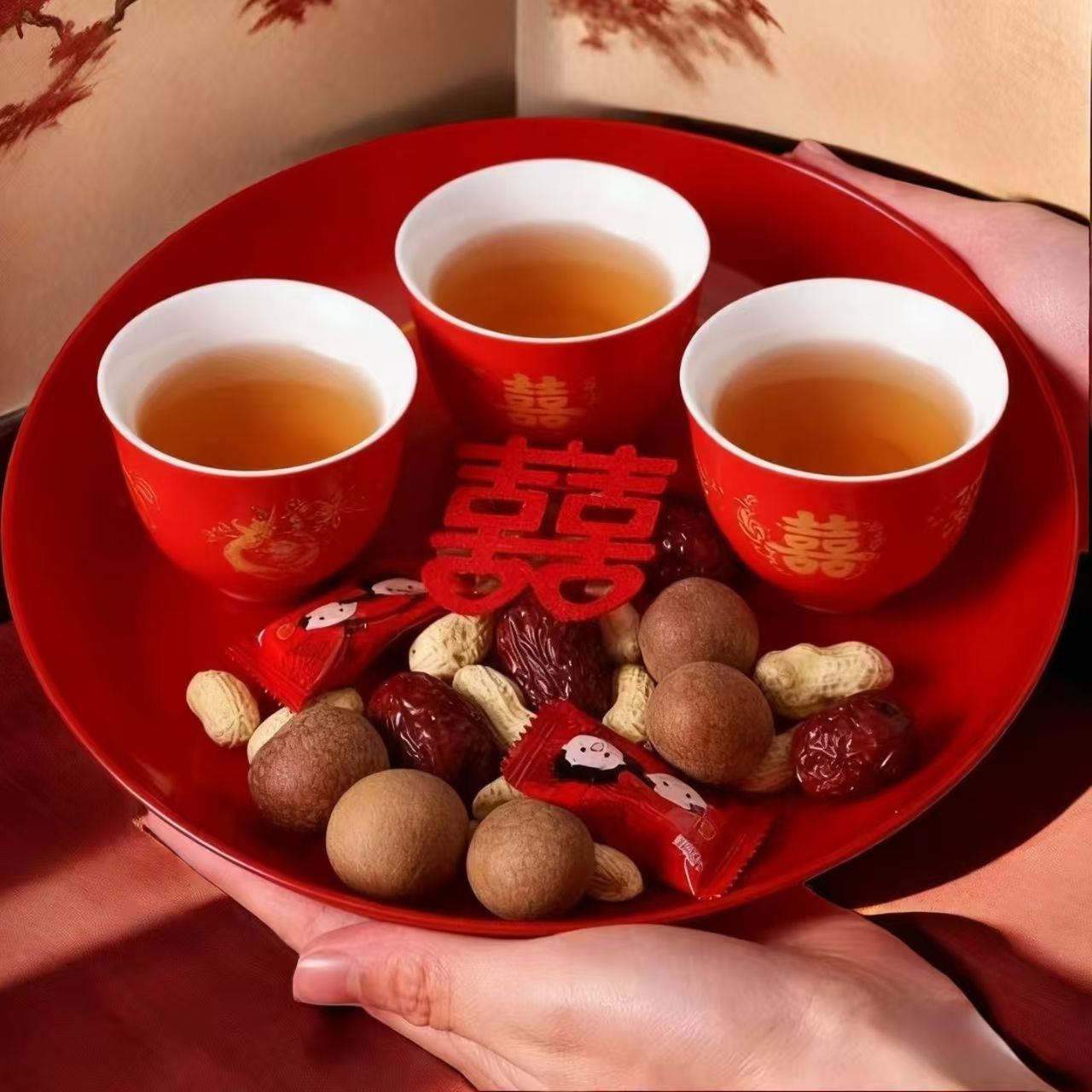 喜事红果盘结婚专用供盘家用上供