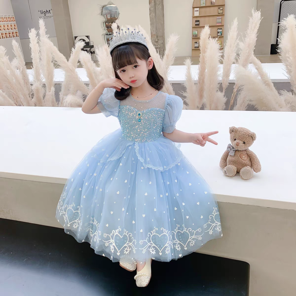 4岁女童爱沙公主裙夏装新款短袖冰雪奇缘艾莎连衣裙子3儿童5女孩6
