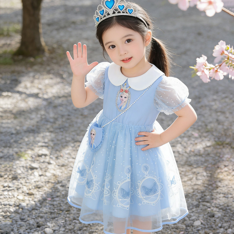 3岁儿童爱沙公主裙夏季新款2女宝宝艾莎连衣裙礼服演出女童装裙子