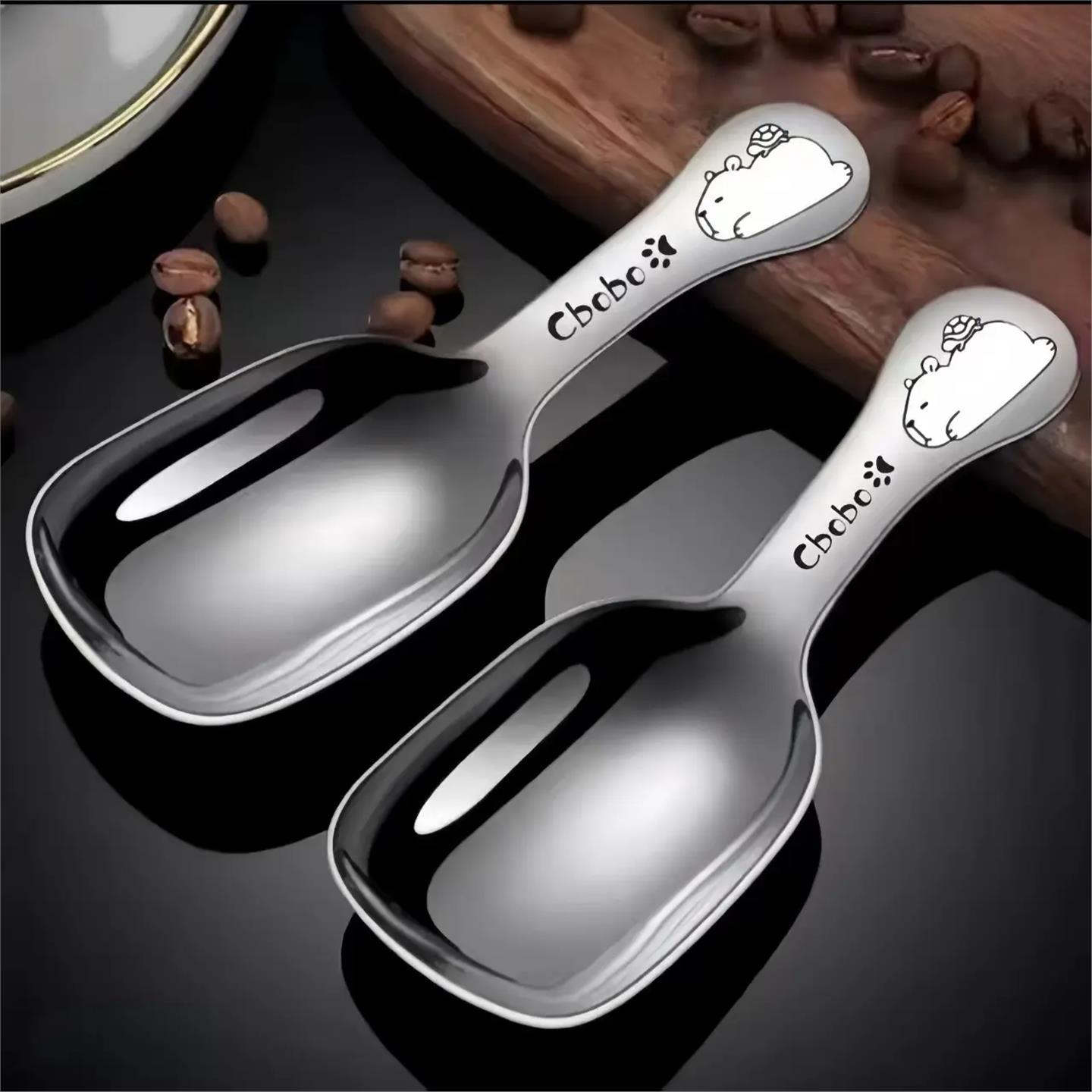 316L不锈钢勺子家用吃饭喝汤茶匙茶勺茶铲多功能量勺可爱卡皮巴拉