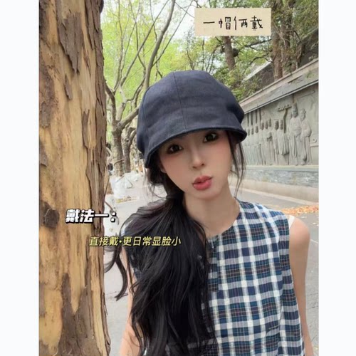 日系复古丹宁牛仔渔夫帽子女春夏