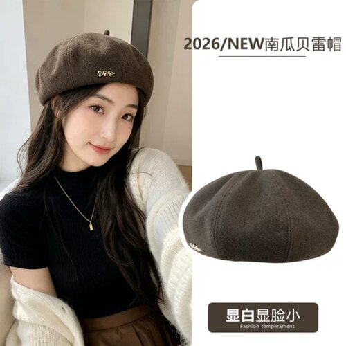 韩版南瓜贝雷帽女秋冬新款洋气