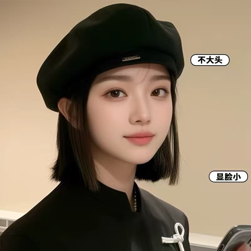 轻奢黑色贝雷帽女春秋2026新款显脸小蓓蕾帽八角帽画家帽秋冬帽子
