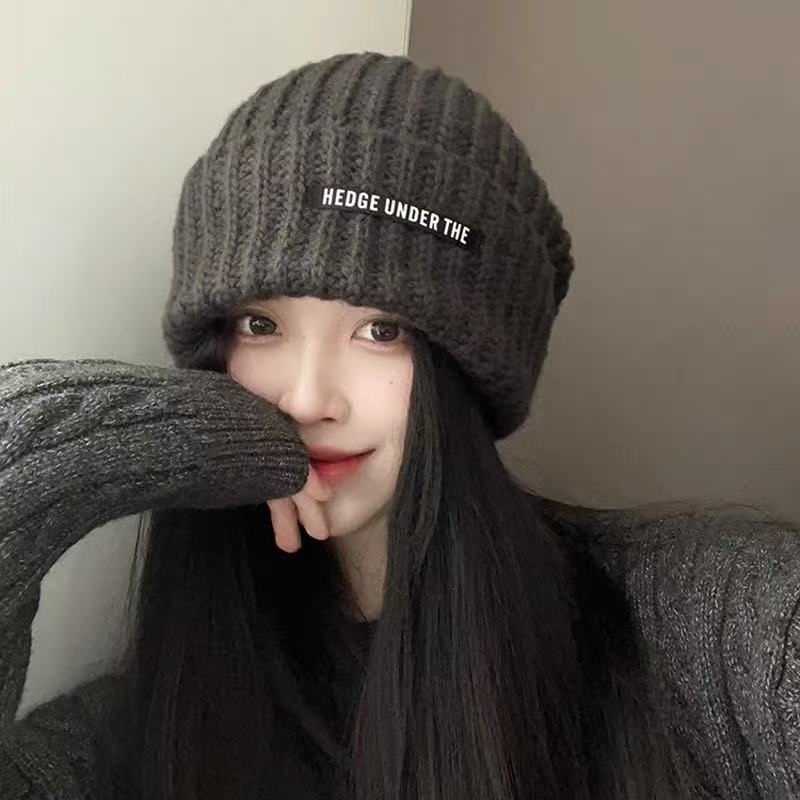 大头围毛线帽子女冬2025新款日系