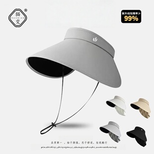 防紫外线太阳空顶帽女夏季环绕式可折叠户外大帽檐黑胶遮阳帽子