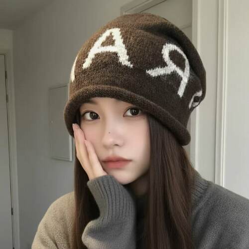 卷边针织堆堆帽子女款新款高颜值