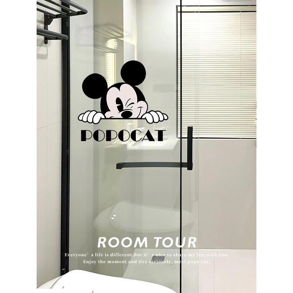 卡通米奇窗户静电贴卫生间厨房透明窗花贴纸玻璃门贴画墙贴装饰贴