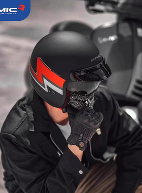 RYMIC睿觅摩托车哈雷头盔蓝牙机车复古半盔夏季通用3C电动车男女