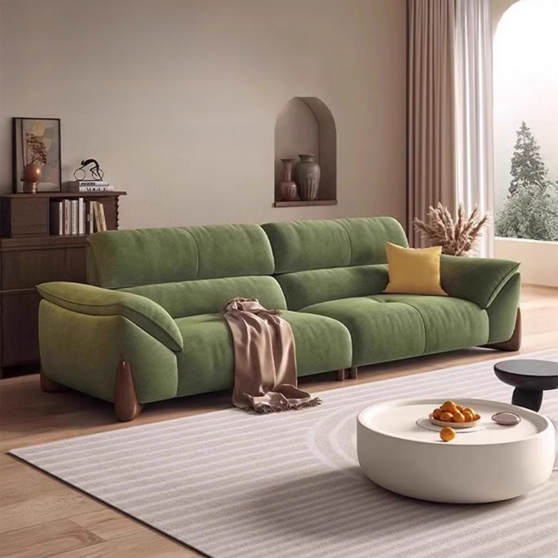 沙发客厅新款布艺沙发小户型奶油中古风亲肤绒沙发两三人直排沙发