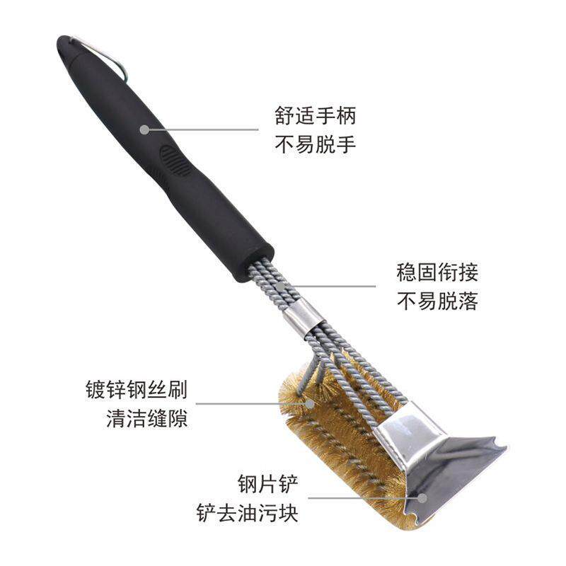 金色铜丝三层刷带不锈钢刮片水滴手柄，跨境热卖刷