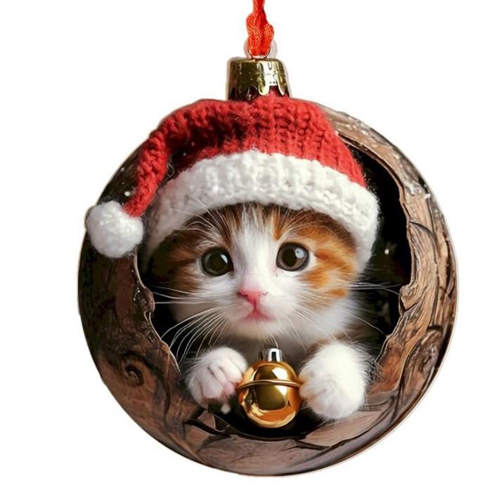 跨境新款亚克力平面2D可爱动物装饰挂件树洞猫咪家居装饰挂牌吊坠