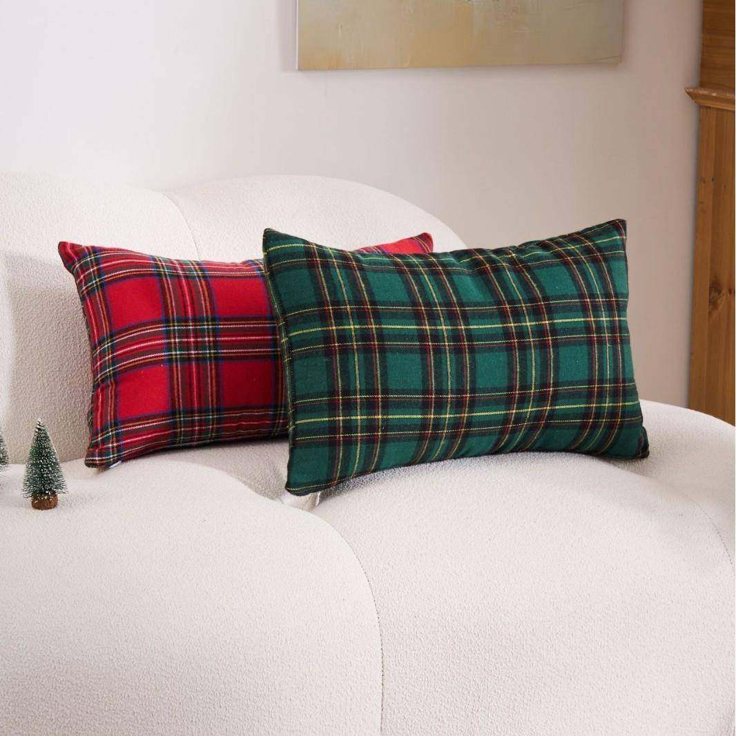 节日抱枕套沙发靠枕格子多色圣诞靠垫套样板房抱枕不含芯