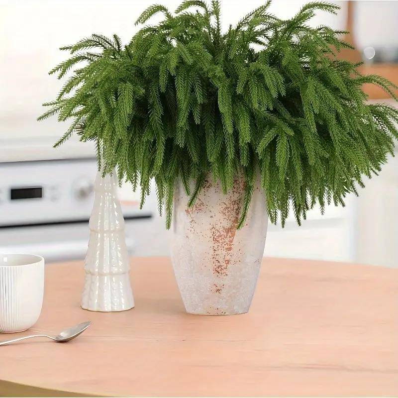 仿真松枝花束植物圣诞装饰植物墙栅栏花盆插花材料跨境亚马逊TEMU