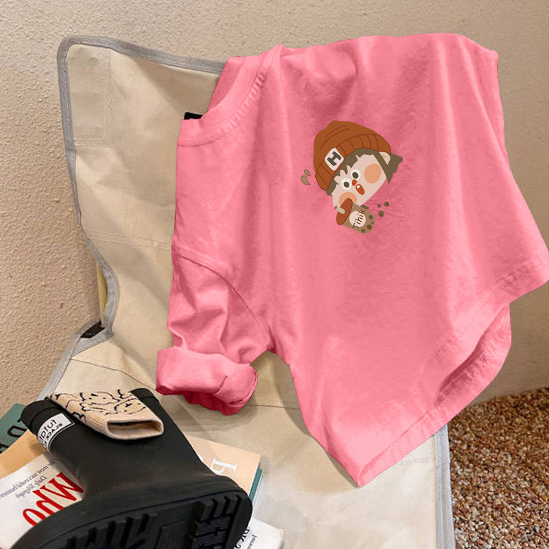 春秋季2025新款女童纯棉长袖t恤打底衫中大童卡通小女孩儿童春装