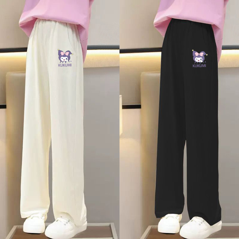 2025新款女童冰丝阔腿抖抖裤夏季新款学生防蚊宽松透气儿童长裤子