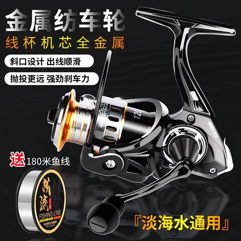 梦达全金属纺车轮路亚渔轮远投专用斜口鱼轮大全钓鱼轮子海竿海杆