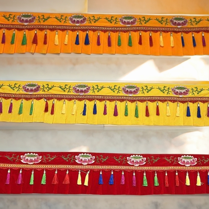 定制佛堂寺庙莲花刺绣遮挡帘