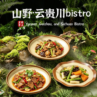 山野风云贵川bistro炒菜圆盘商用融合菜漂亮饭餐盘火锅专用配菜盘