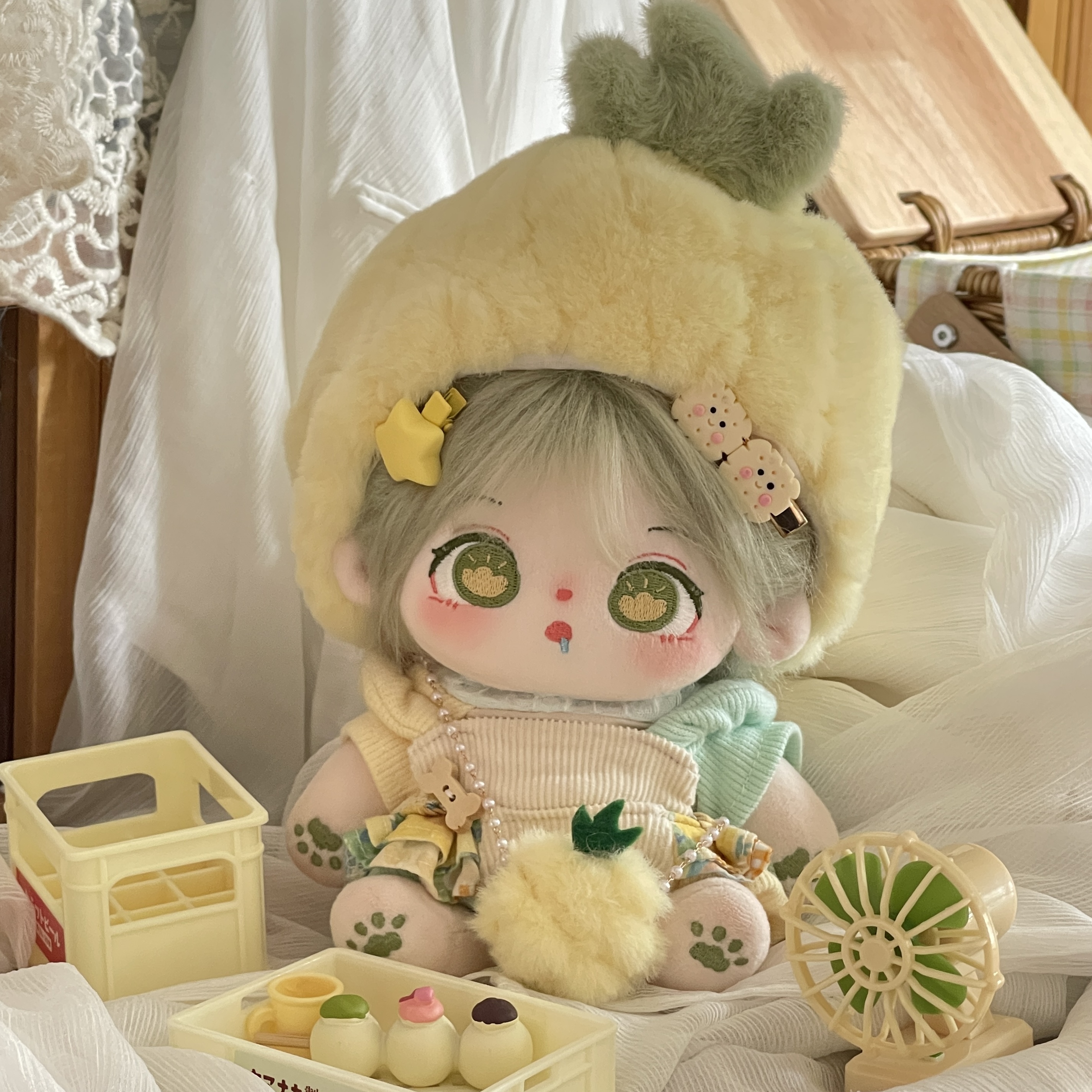 娃衣菠萝芙芙现货20cm棉花娃娃可爱菠萝正版猫屿物语原创
