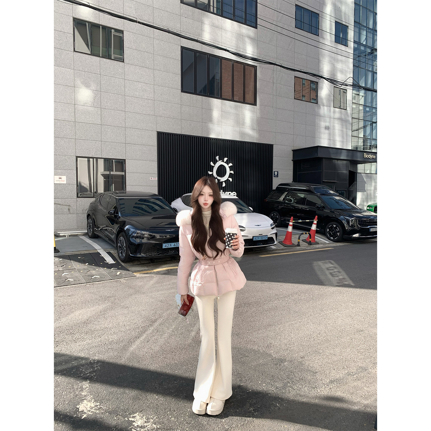 八盖pinky piggy 韩漫比例 两色加绒大弹力喇叭裤女高腰显瘦长裤