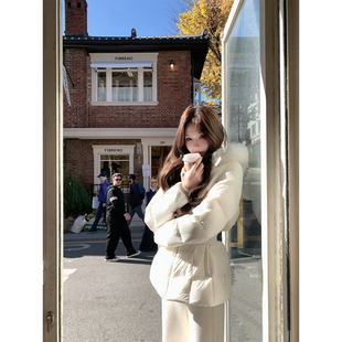 八盖pinky piggy 新式韩女 两色可拆卸真狐狸毛新标白鸭绒羽绒服